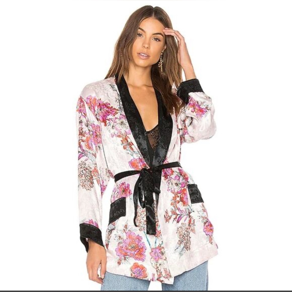 Free People Intimately Satin Floral Kimono Robe